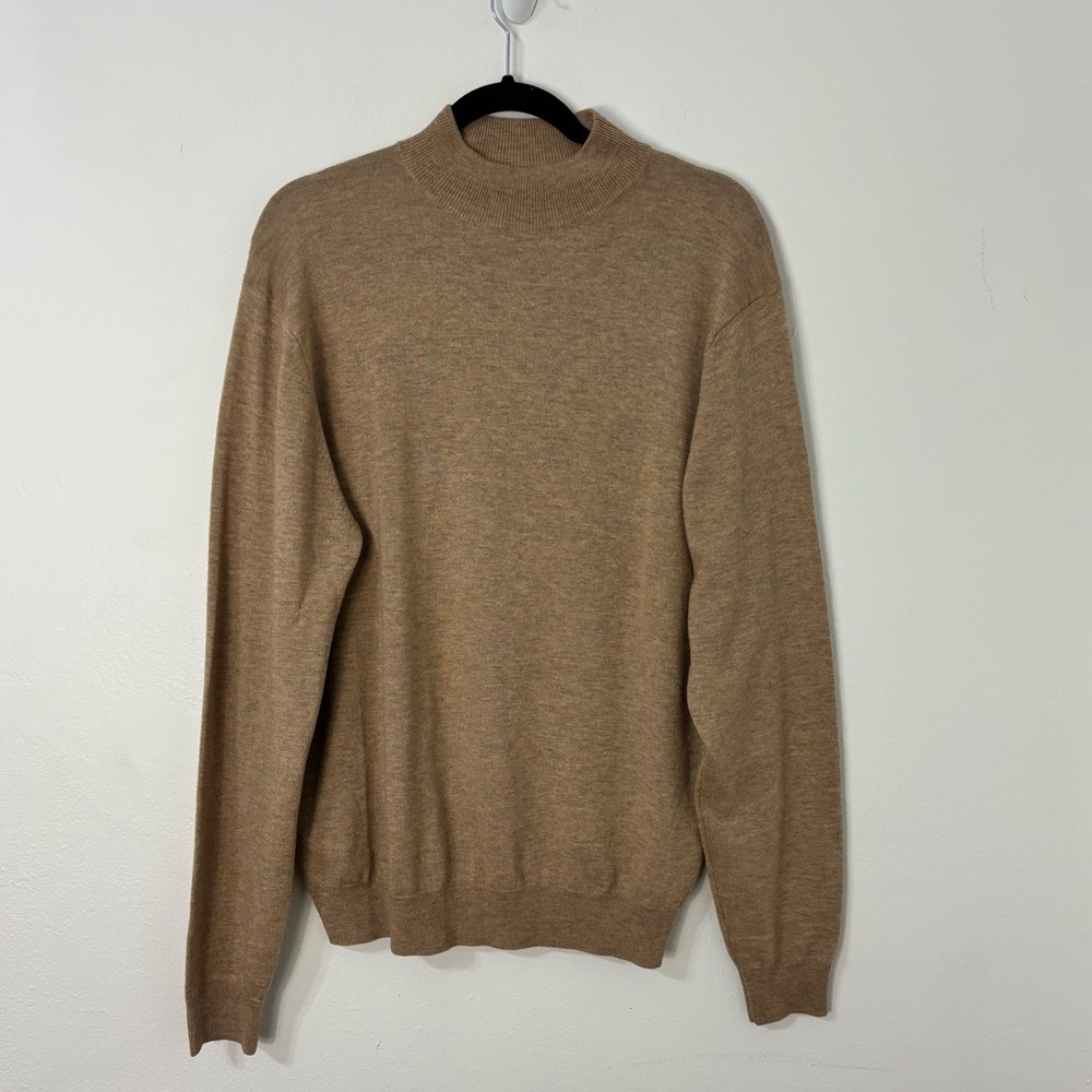 Merino Wool/Silk Mens Mock Neck Sweater Minimalist Preppy‎ Grandpacore Old Money